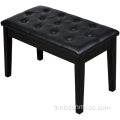 Tabouret de piano en cuir PU Duet en bois de caoutchouc noir